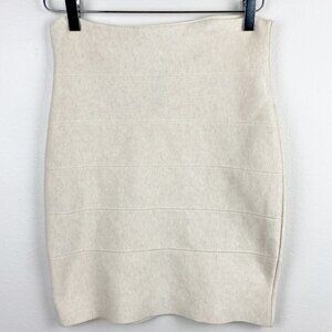Cream Ribbed Mini Skirt Y2K Vintage Large